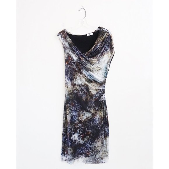 Helmut Lang Purple Black White Modal Jersey Twist Dress est. Small - Picture 1 of 7